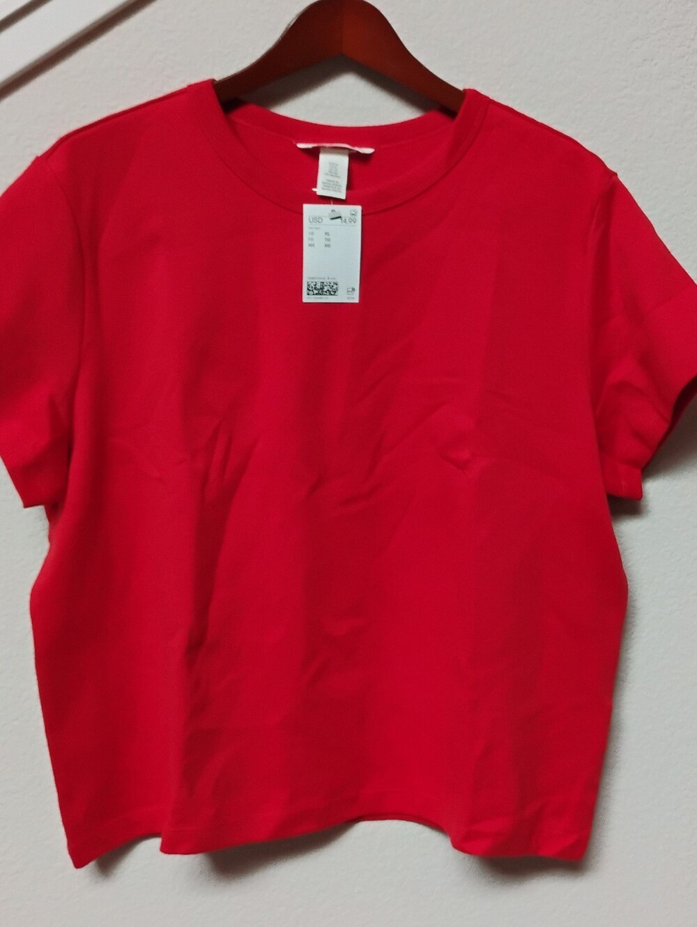 H&M Boxy Red Short Sleeve Crewneck Tee
